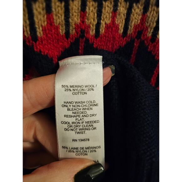 Vineyard Vines Fair Isle Red Navy Blue Mens Festive Classic Crewneck Sweater XXL - Picture 6 of 7